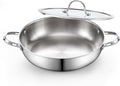 Cooks Standard Multi-Ply Clad 12-Inch Stainless Steel Wok Stir Fry Pan with Glass Lid, Large Stainless Steel Deep Frying Pan, Everyday Chef's Pan Flat Bottom Wok Induction Cookware