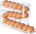 Clear FIFO Egg Holder for Fridge, Egg Dispenser for Eggs 18 Count | 1-Pack Automatic Rolling Egg Organizer for Refrigerator, Space-Saving Egg Roller/Container/Storage for Kitchen Countertop