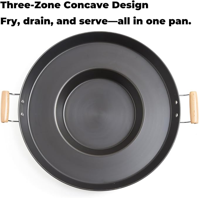 Disco para Cocinar Discada, 20 in Carbon Steel Mexican Wok | Concave Pan With Double Handles, For Tacos, Enchiladas, Fish Frying And Outdoor-Style Cooking, Pan Only