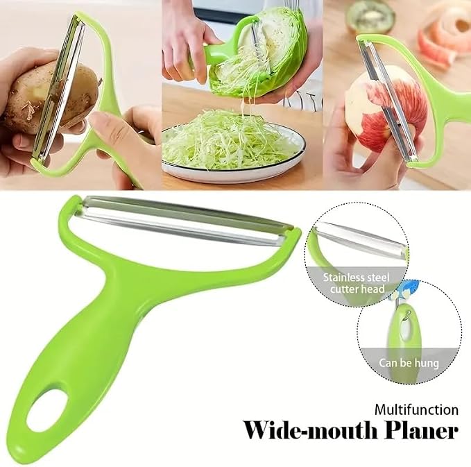 Non-Slip Cabbage Peeler & Shredder, Dual Sharp Blades for Effortless Vegetable Peeling, Julienne Cutter, Kitchen Gadget, Durable Vegetable Slicer, Easy Grip, Stainless Steel, Green