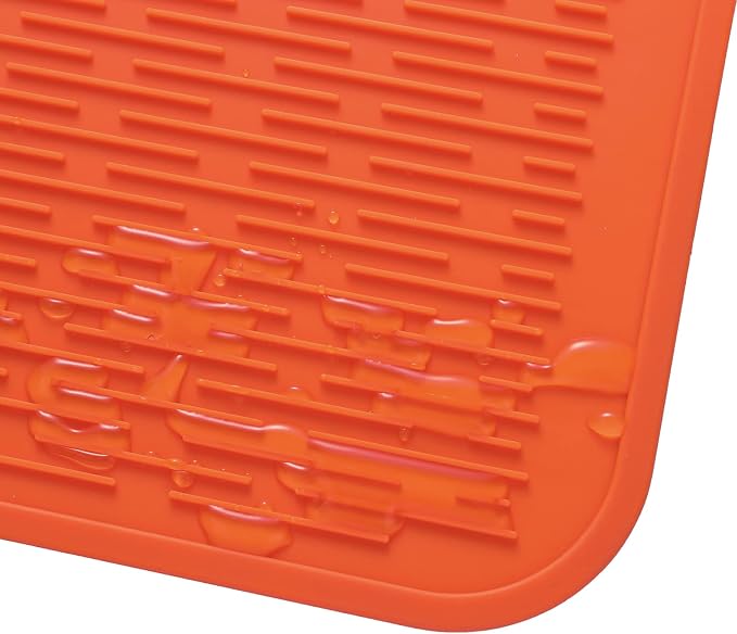 MicoYang Silicone Dish Drying Mat for Multiple Usage,Easy clean,Eco-friendly,Heat-resistant Silicone Mat for Kitchen Counter or Sink,Refrigerator or Drawer Liner Orange 2XL 24 inches x 18 inches