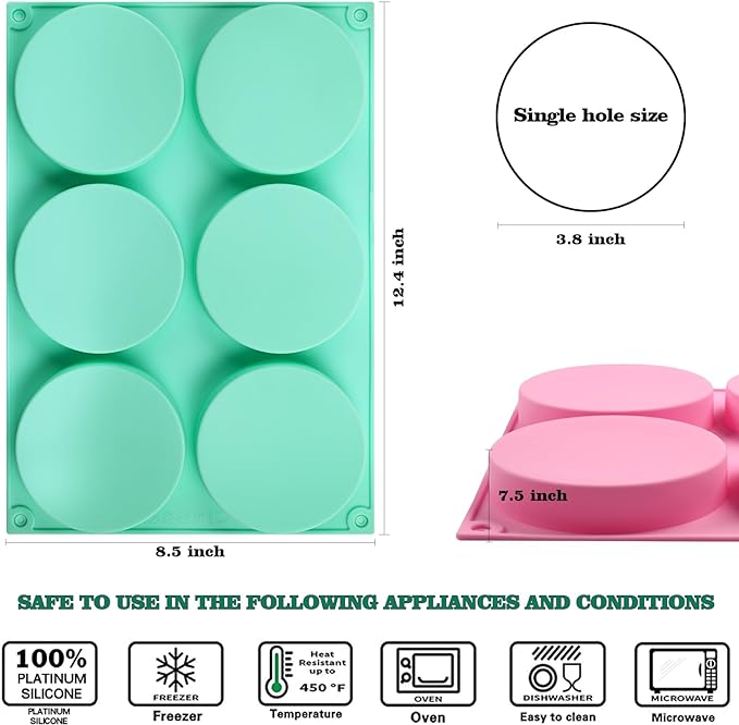 HUAKENER 2 Pcs Silicone Muffin Top Pan for Baking, 4 Inch Round Baking Mold | Non-Stick Silicone Baking Molds for Mini Cake, Muffin Top, Dessert, Hamburger, Sandwiches Making