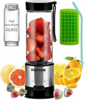 Portable Smoothie blender ROSEVIEW Glass bottle USB rechargeable mini Handheld Ice Shakes Cup blend juicer Cordless blender bottle Personal smoothies maker Fruit mixer
