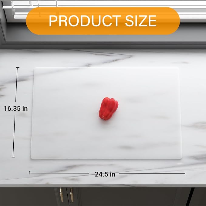 2-Pack Silicone Counter Mats 24”x16”, White Translucent | 1.5mm thick silicone counter protector, heat resistant & non-slip. Works for air fryer, hot pots, pans and coffee maker.