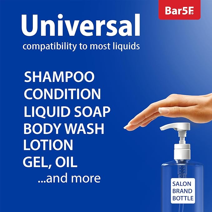 Bar5F Pumps for Shampoo and Conditioner Bottles, Salon-Brand Liters, 2 Pack | Professional-standard durability for salon-brand 1 L/33.8 oz bottles, 28/410 finish, 1-inch neck and 1.1-inch cap diameter