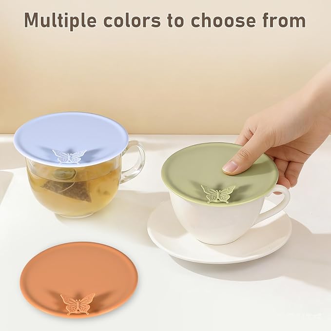 4 Pack Silicone Cup Covers, Multicolored Silicone Lids,tea cup cover | Mug Covers for Mugs, Cups, Tea Pots,Cup Lids for Coffee & Tea