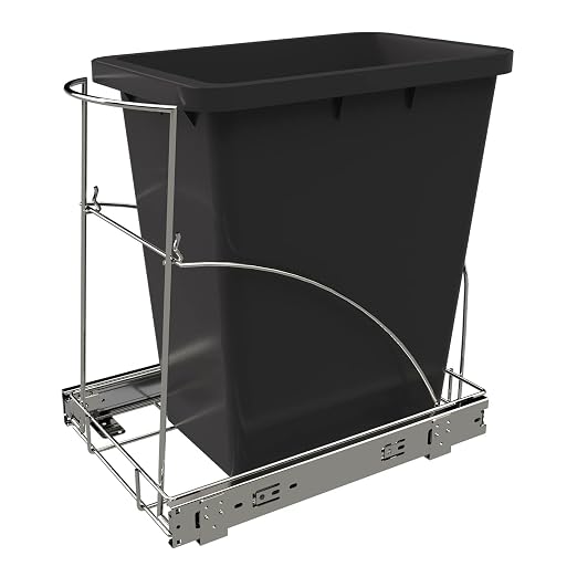 Pull Out Trash Can Under Cabinet & Under Sink, Heavy Duty Slider Organizer | Adjustable Cabinet Garbage Can Rack, Fits 30-40Qt Bins, Requires 13"W x 18"D Cabinet Opening, Chrome Finish, Can Not Included