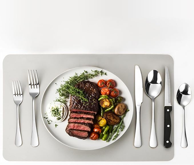 60-Piece Silverware Set with Steak Knives Stainless Steel Flatware Set for 10 Food Grade Tableware Cutlery Set Rust-proof, Mirror Polished, Dishwasher Safe