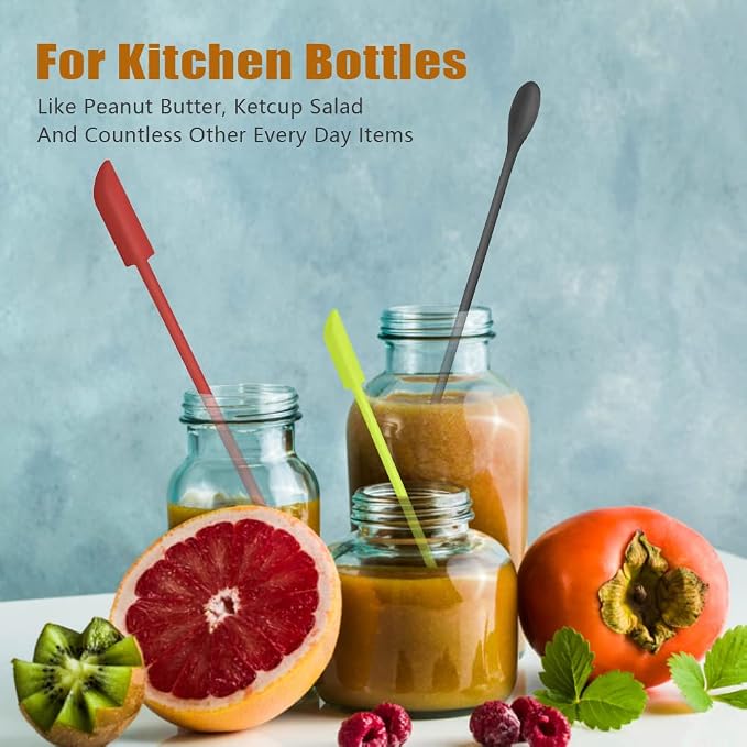Silicone Spatula Set 6Pcs, Mini Jar Scraper for Makeup & Food | Mini spatulas reach every last drop in jars and bottles, reducing waste for food, cosmetics and personal care products.