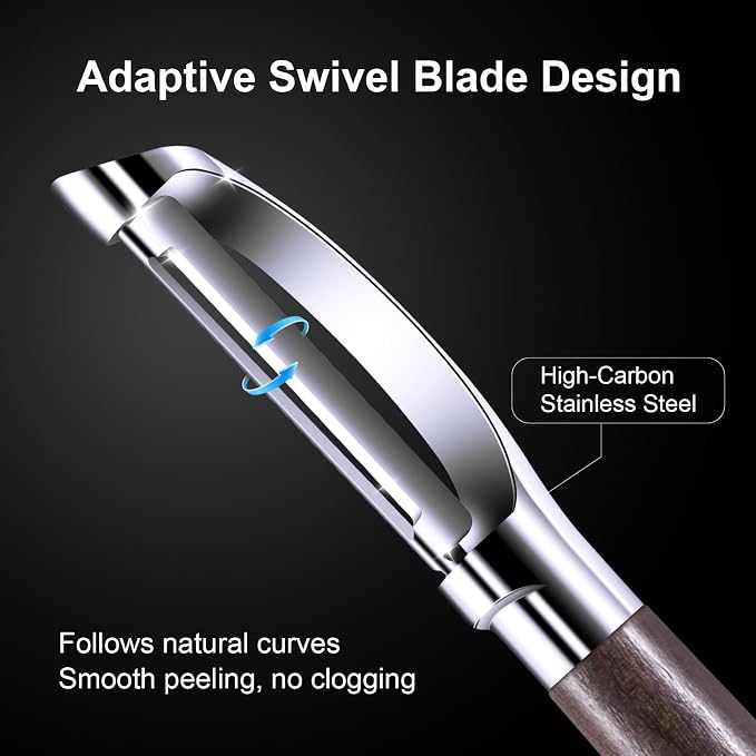 Premium Vegetable Peeler, Stainless Steel Potato Peeler with Ergonomic Wood Handle, Sharp Veggie Peeler for Potatoes, Carrots, Fruits & Cabbage, Professional Peeler for Kitchen (I Shape)