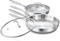 DELARLO Tri-Ply Stainless Steel Pan,18/10, 8",10" | Nontoxic Durable Oven Safe 800℉ All Cooktops Compatible Fast Even Heat PFOA Free Large Frying Pan Nontoxic Cookware