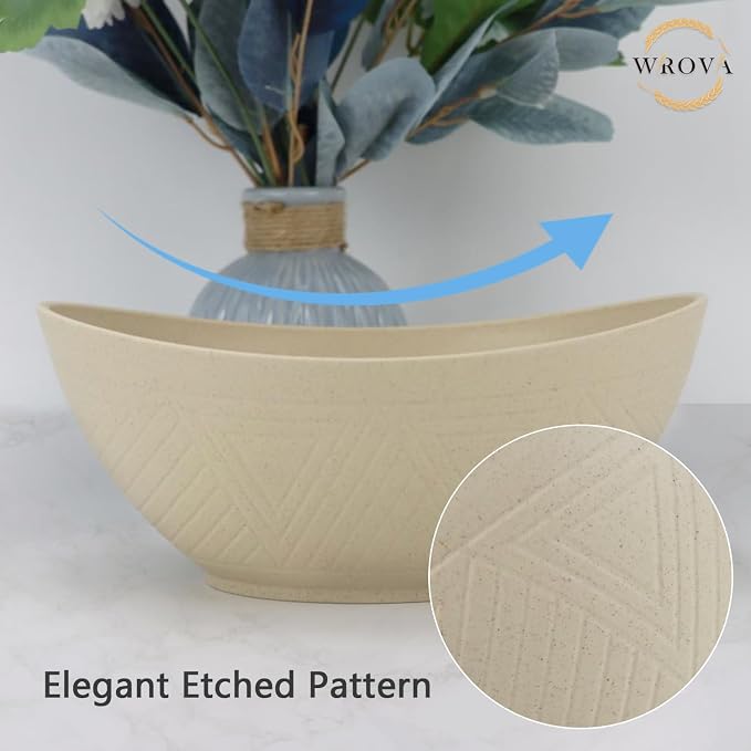 65oz Big Wheat Straw Bowls - Large Salad Bowls set of 6 - Unbreakable Serving Bowl Sets - Microwave & Dishwasher Safe Bowl Sets for Cereal,Salad,Fruit - Beige