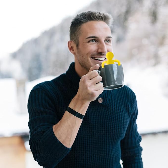 Leden Tea Infuser for Loose Leaf Tea Extra Fine Mesh Tea Steeper, Yellow | Stainless Steel Fun Person-shaped Design Tea Strainer Filter with Silicone Handle for Loose Tea Ball for Cup Mug