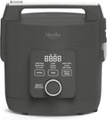 Martha Stewart 8 Cup Cooked (4 Cup Uncooked) Rice Cooker & Steamer, Caviar | PFAS-Free Ceramic Nonstick Removable Pot, 9 Modes, Keep Warm, Steamer, White & Brown Rice, Quinoa, Grains, Oats, Easy Clean