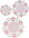 3Pcs Insulation Mat Daisy Cup Mat Cute Coaster Non-Slip Pad,Pink | Silicone Heat Insulation Table Mat,Bowl Placemat,Desk Decoration
