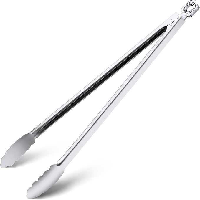 17" Extra Long Metal Tongs,Grilling Tongs,Stainless Steel Tongs for Cooking | Heat Resistant Heavy Duty Grill Tongs BBQ Tongs for Cooking, Grilling, BBQ/Barbecue, Food (All Metal - 17")