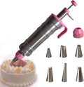 Dessert Decorating Piping Syringe Set Cake Decorating Tool | Cookie Gun Press, 6 Piping Icing Nozzles, For Baking, Cupcake, Deviled Eggs, Icing Decoration Gun, Frosting Piping Kit