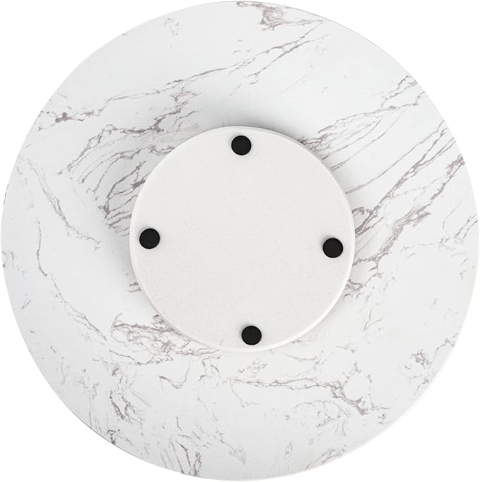 Marble Lazy Susan, Natural Marble Round Tray Turntable Cake Stand, 12" Lazy Susan Cheese Board with Silent Rotating for Serving, Table Display, Cupcake, White, Revolving Cake Leveler Spinner
