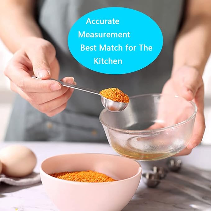 AIKEXIN 20 PCS Measuring Cups & Spoons Set, for Cooking & Baking Gadgets | 18/10 Stainless Steel, Metal Material | Nesting, Stackable Design | Dry & Liquid | Plastic | Leveler, Conversion Chart