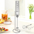 Milk Frother Wand Rechargeable Handheld Electric Whisk 3 Speed Adjustable | Coffee Frother Wand with 3 Stainless Whisks Electric Foam Maker Drink Mixer Blender for Latte Cappuccino Matcha Egg