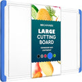 Extra Large Plastic Cutting Board for Kitchen - Blue 18-Inch Dishwasher Safe Chopping Board, Reversible Cutting Board with Juice Groove + Non Slip Feet for Meat, Fruit, Vegetables by Belwares