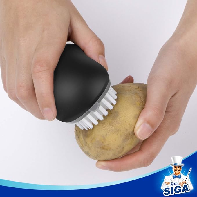 MR.SIGA Fruit and Vegetable Cleaning Brush with Non Slip Comfortable Grip | Potato scrubber brush, non slip fruit scrub brush