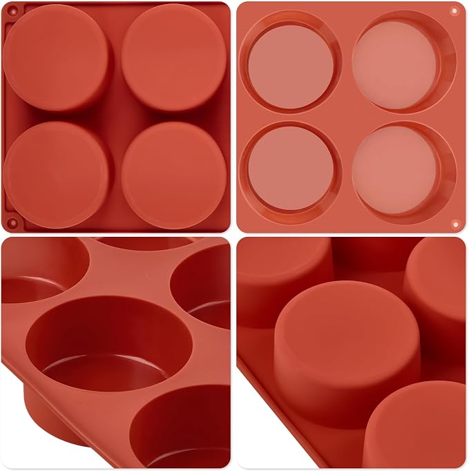 JOERSH Silicone Egg Bite Molds, 3 Inch, 2 Pack | Frittata Baking Pans, Non Stick, Round Silicone Molds, For Egg Breakfast Sandwich, English Muffin, Cheesecake, Dinner Rolls