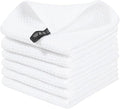 Homaxy 100% Cotton Waffle Weave Kitchen Dish Cloths 6-Pack, White | 12 x 12 Inches, Ultra Soft Absorbent Dish Towels, Quick Drying Dish Rags with Hanging Loop