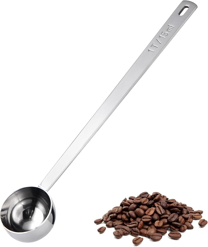 U-Taste Coffee Scoop 1 Tablespoon: 18/8 Stainless Steel Measuring Scooper for Ground Coffee, Bean, Powder, Espresso, 6.9in Long Handle Metal Meaure Spoon for Canister, Jar (1Tbsp/15ml, Silver) | 18/8 Stainless Steel Tablespoon Scoop, Long Metal Coffee ...