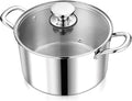 P&P CHEF 6 Quart Tri-Ply Stainless Steel Stock Pot, Cooking Pot with Lid | 6 Qt Stockpot for Soup Pasta Vegetable, Induction Cookware for All Stoves, Sturdy & Double Handle, Oven & Dishwasher Safe
