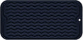 Silicone Dish Drying Mat, Non-Slip Easy Clean Sink Mat, Dark Blue, 12"x6" | Quick-Dry Ridges, Large Heat-resistant Dish Drainer Mat for Kitchen Counter, Hangable & Roll-Up for Storage, Dishwasher Safe