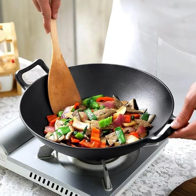 Cast Iron Wok with Lid (Wok with Lid 12 inch) | Cast Iron Wok