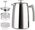 Secura French Press Coffee Maker, 34-Ounce, 304 Stainless Steel Insulated Coffee Press with Extra Screen