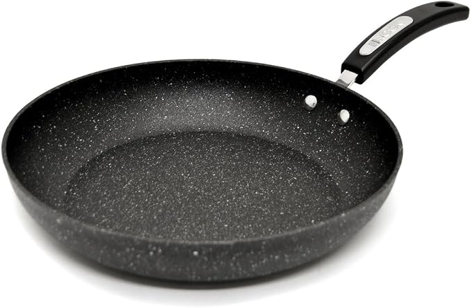 Starfrit The Rock 24 cm (9.5") Non-Stick Fry Pan - Durable Forged Aluminum - Oven Safe - PFOA Free - Easy to Clean - Black