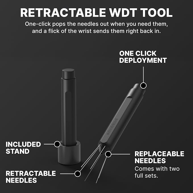 Subminimal Flick WDT Espresso Distribution Tool - Retractable Needle Tamper | Barista stirrer tool, coffee & espresso machine parts, includes two sets of replacement needles and base, magnetic release