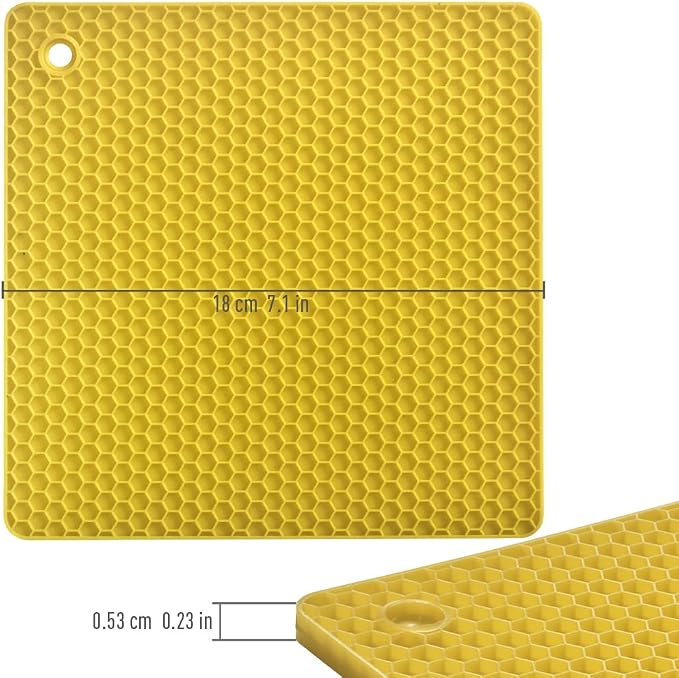 homEdge Silicone Square Trivets Mat, 6 Packs Multipurpose Non Slip Heat Resistant Pot Holder-Yellow