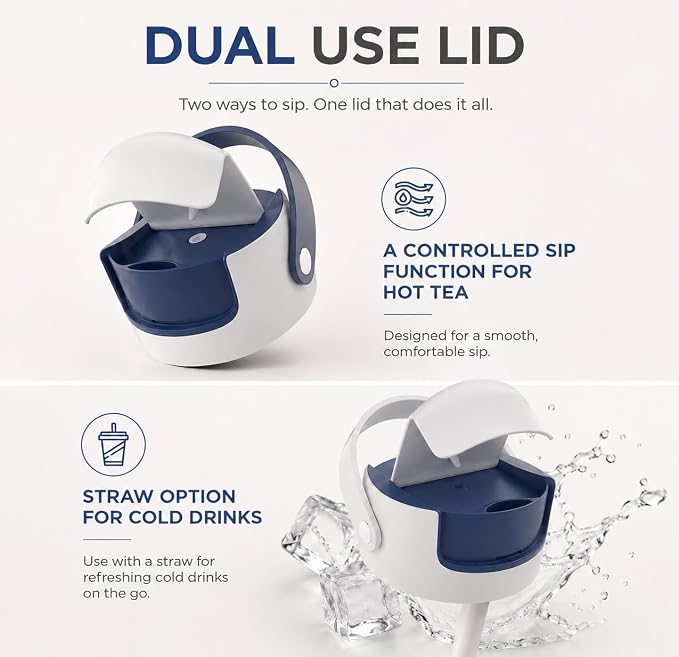 32 oz Ceramic Lined Tea Infuser Travel Tumbler, Micro-Mesh Stainless Steel Infuser, Pure Taste Ceramic Interior, Triple Insulated 12hr Hot Cold, Dual Sip & Straw Lid, Scratch-Resistant