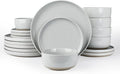 Famiware Milkyway 18-Piece Stoneware Dinnerware Set, Light Gray | Plates and Bowls for 6, Dishes Set for Everyday & Formal Use, Microwave & Dishwasher Safe, Chip & Scratch Resistant
