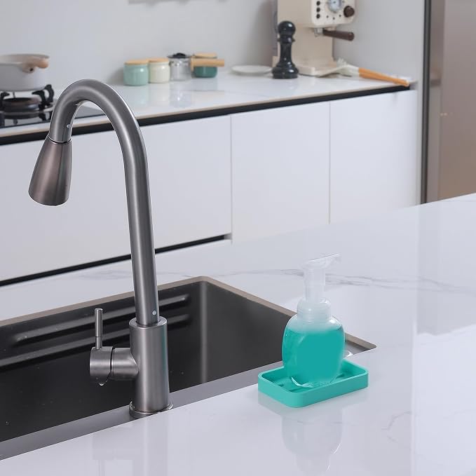 MicoYang Silicone Kitchen Sink Organizer Tray for Multiple Usage,Easy Clean Sponges Holder for Kitchen Bathroom Counter or Sink,Dish Soap Dispenser,Scrubber,Bottle,Cup Mint 4.9”x 3.2”