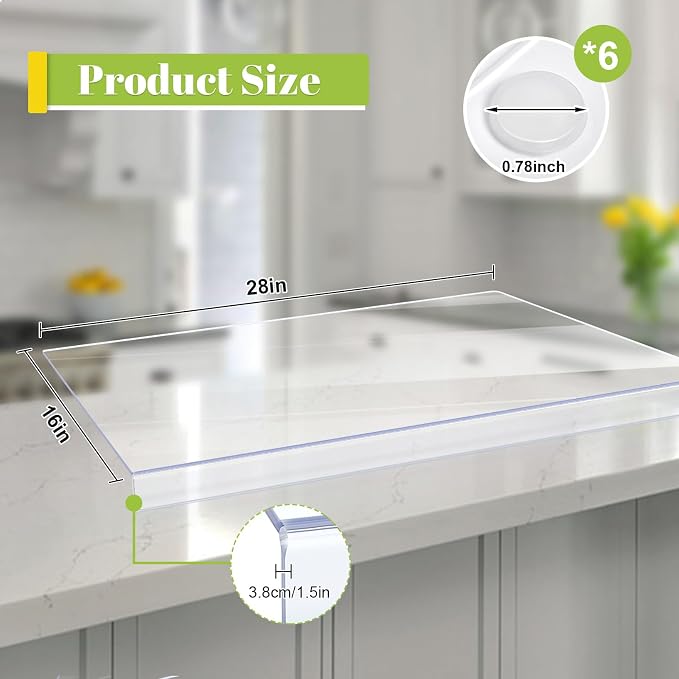 Wesiti Large Acrylic Cutting Board with Lip Non Slip 28"L X 16"W Clear Cutting Board Chopping Acrylic Countertop Protector Cover Shatter Resistant for Home Restaurant Kitchen Sink Stove