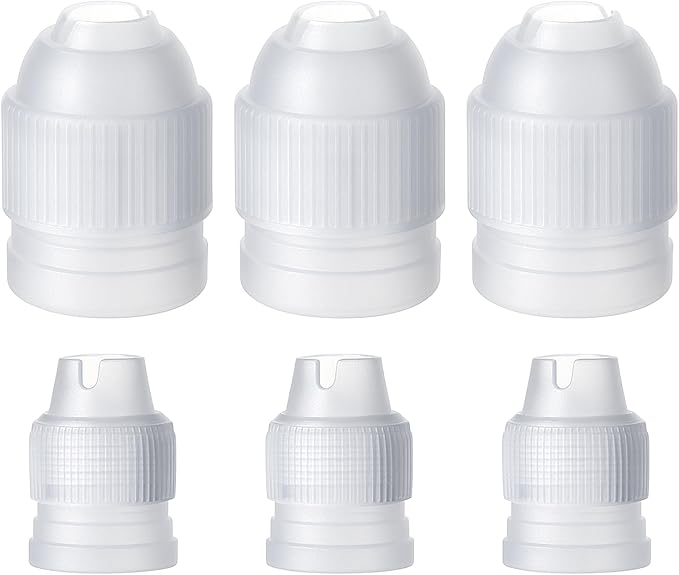6 Pieces Couplers for Piping Bags Two Different Sizes Plastic Couplers of Large Size Cake Decorating Coupler White Pastry Bag Coupler for Piping Bags, Icing Nozzles