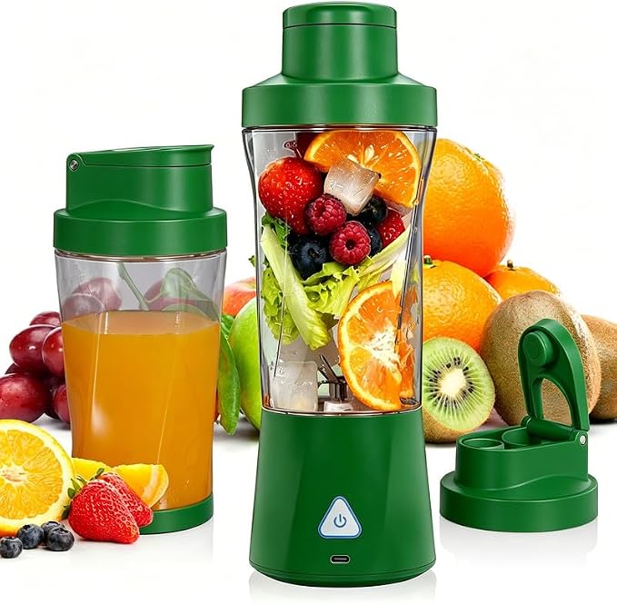 Personal Blender Wireless 24oz Cordless Mini 360 Watt Portable Blender-for Smoothies Freshly Squeezed Juices 6000mAh Self Cleaning and BPA Free Portable Juicer with 6 Sharp Blade Olive Green