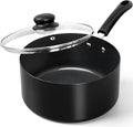 MICHELANGELO Nonstick Saucepan with Lid, Ceramic Sauce Pan Sets, Easy to Clean Sauce Pans, Multi-Purpose Cooking Pots, 4QT, Black