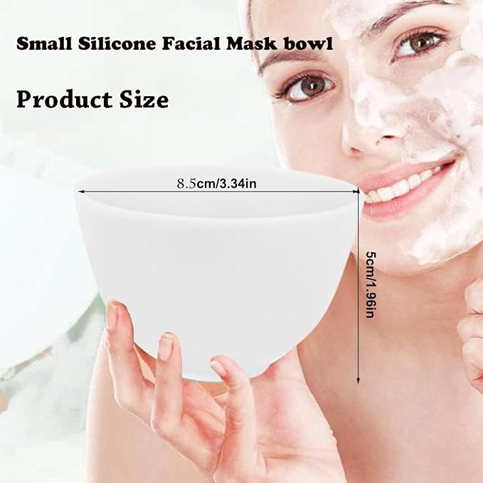 Small Silicone Face Mask Mixing Bowls, White 6 Pack, for Facials | Microwave and freezer safe, non-stick flexible design, 3.3-inch size, rinse cleanup, esthetician prep, clay blends and lotion