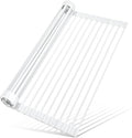 MERRYBOX Roll Up Over The Sink Dish Drying Rack Silicone Wrapped Foldable, Heat-Resistant, Anti-Slip Sink Rack Multipurpose Dish Drainer for Kitchen Sink Counter - White, 17.5" x 11"