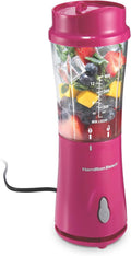 Hamilton Beach Portable Blender for Smoothies With 14 oz. Travel Jar | BPA Free Jar & Lid | Durable Stainless Steel Blades | 300 Watts Peak Power | Personal Smoothie Blender | Raspberry | 51131G