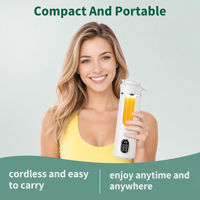 Portable Cordless Blender,Small Rechargeable Juicer | Mini Personal Blender for Smoothies and Shakes,With Automatic Cleaning Function,On The Go and Easy To Use
