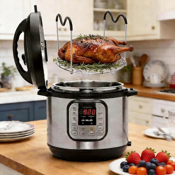 Steamer Rack Trivet with Handles for Instant Pot Pressure Cooker Accessories (Handle Without Silicone, for 6qt)