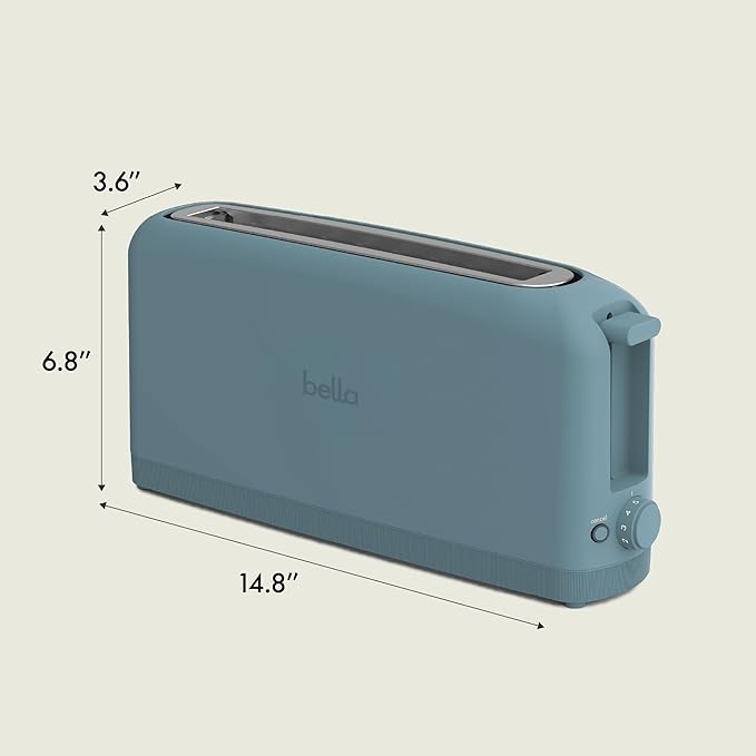 bella Fits-Anywhere™ 2-Slice Slim Toaster, Long Slot & Extra Wide, Surf