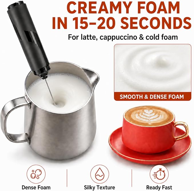 Portable Milk Frother Handheld - Travel Coffee Frother Handheld | Coffee Mixer Wand - Coffee Stirrers Electric - Electric Whisk Frother For Protein Powder - Battery Operated Drink Mixer Wand